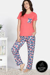 Zivame Dream Daze Knit Poly Pyjama Sets - Deep Sea Coral — thumbnail 1